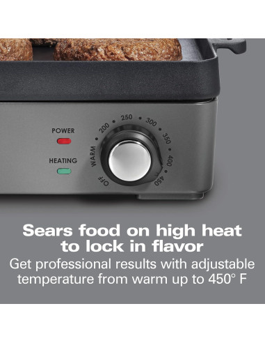 Parrilla Eléctrica de Hierro Fundido Hamilton Beach 38560, 25.4x40.6cm