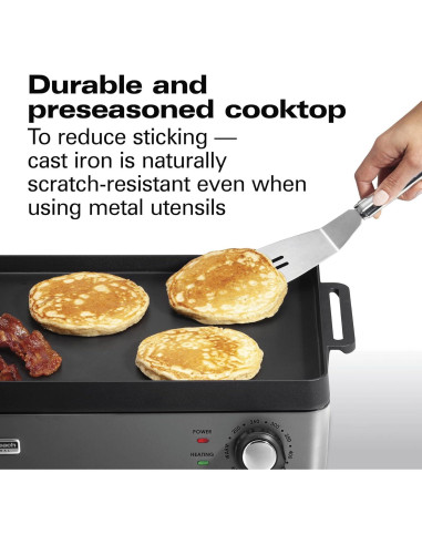 Parrilla Eléctrica de Hierro Fundido Hamilton Beach 38560, 25.4x40.6cm