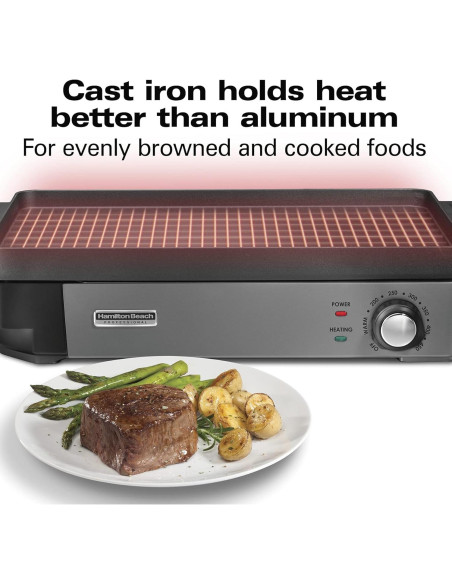 Parrilla Eléctrica de Hierro Fundido Hamilton Beach 38560, 25.4x40.6cm