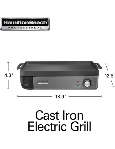 Parrilla Eléctrica de Hierro Fundido Hamilton Beach 38560, 25.4x40.6cm