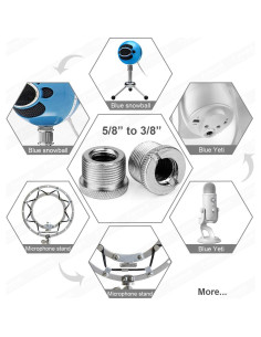 Adaptador de soporte de micrófono Anwenk 5/8 a 3/8 hembra 2