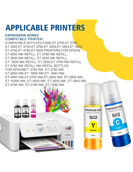 Botellas de tinta 502 BOYOUYS para Ecotank ET-2760/ET-2850