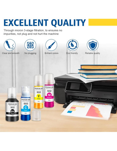 Botellas de tinta 502 BOYOUYS para Ecotank ET-2760/ET-2850