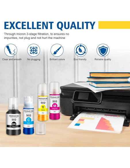 Botellas de tinta 502 BOYOUYS para Ecotank ET-2760/ET-2850