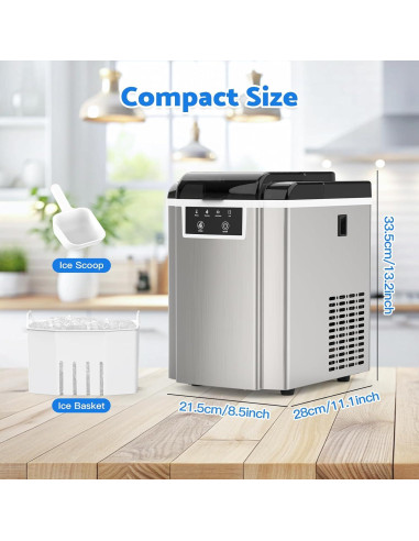 Máquina de Hielo ADVWIN SK10 17.24 kg/día Plata