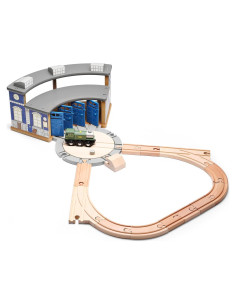 Pista de Tren de Madera SainSmart Jr. con Garaje 36x22cm