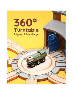 Pista de Tren de Madera SainSmart Jr. con Garaje 36x22cm 2