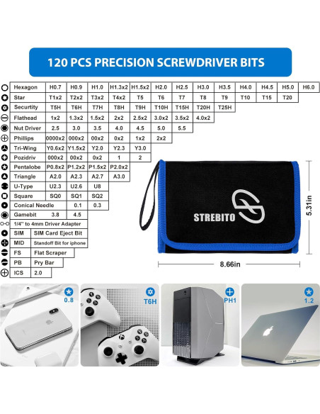Juego de Destornilladores de Precisión STREBITO 142 Piezas