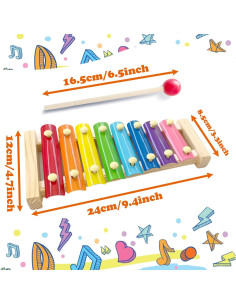 Xilófono de Madera Blvochnnt para Niños 8 Teclas Educativo 2