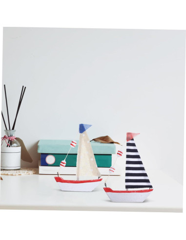 4 Piezas Decoraciones de Veleros Miniatura de Madera NUOBESTY