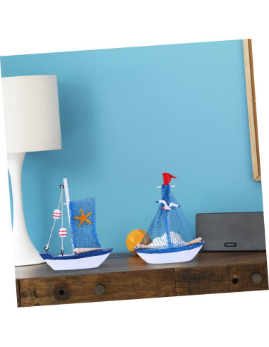4 Piezas Decoraciones de Veleros Miniatura de Madera NUOBESTY