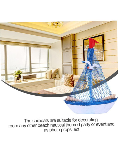 4 Piezas Decoraciones de Veleros Miniatura de Madera NUOBESTY