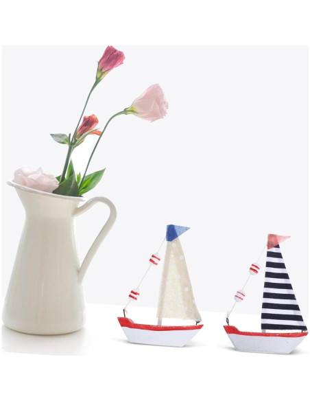 4 Piezas Decoraciones de Veleros Miniatura de Madera NUOBESTY