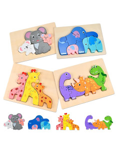 Rompecabezas de Madera para Niños Wooderma - 4 Animales
