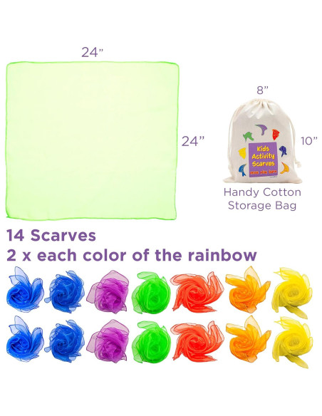 Bufandas de Danza y Malabarismo Covelico - 14 Piezas para Niños