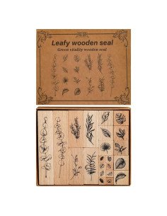 Conjunto de 22 Sellos de Goma de Madera Arcemain Plantas