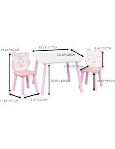 Juego de Mesa y Sillas para Niños FUCIHOMA 3 Piezas Rosa 2