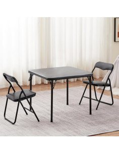VECELO Juego de Mesa y Sillas Plegables para Niños - Negro 2