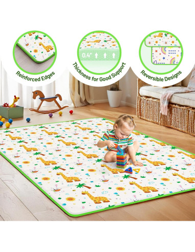 Alfombra de Juego Plegable para Bebés 127x196 cm Antideslizante