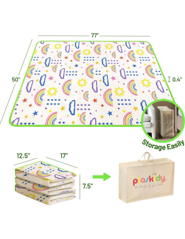 Alfombra de Juego Plegable para Bebés 127x196 cm Antideslizante