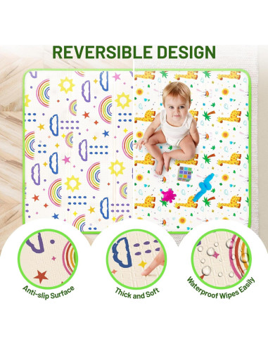 Alfombra de Juego Plegable para Bebés 127x196 cm Antideslizante