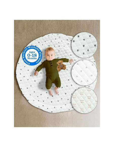 Alfombra de Juego Acolchada Poppyseed 109 cm Lavable para Bebés