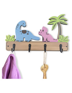 Perchero Infantil de Madera Midrean - 34.8 cm, 4 Ganchos Coloridos