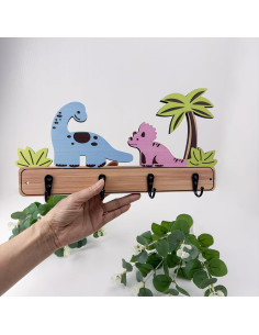 Perchero Infantil de Madera Midrean - 34.8 cm, 4 Ganchos Coloridos 2