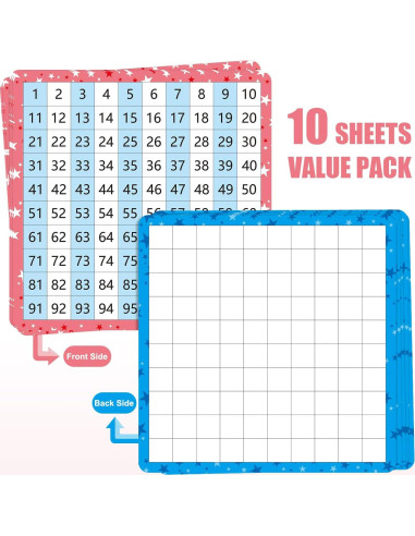 Tablero de Cien Doble Cara WEIZHEN para Matemáticas 1-100