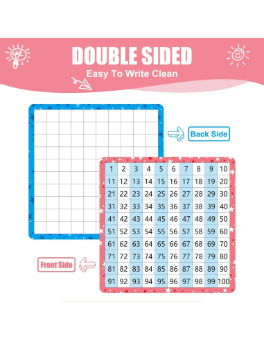 Tablero de Cien Doble Cara WEIZHEN para Matemáticas 1-100