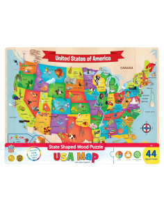 Rompecabezas de Mapa de EE. UU. MasterPieces 44 Piezas 41.91x29.85cm