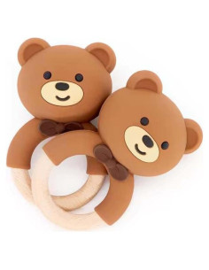 Sonajero Mordedor de Silicona y Madera Genérico para Bebés