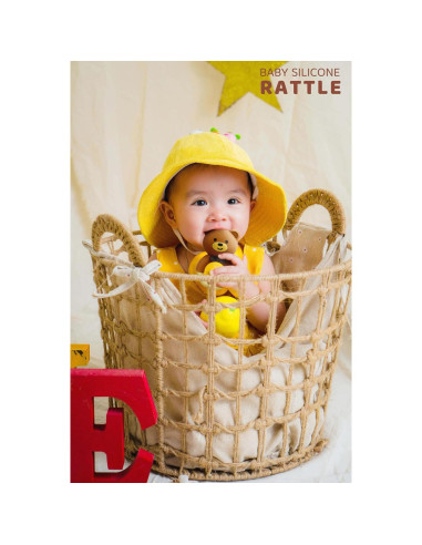 Sonajero Mordedor de Silicona y Madera Genérico para Bebés