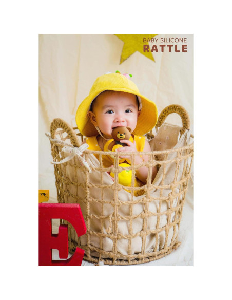 Sonajero Mordedor de Silicona y Madera Genérico para Bebés Sonajero Mordedor de Silicona y Madera Genérico para Bebés