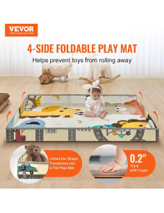 Alfombra de Juego para Bebés VEVOR 1.4x1.8m Antideslizante 2