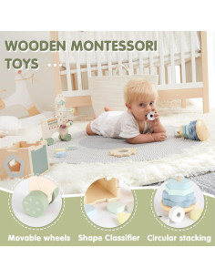 Juguetes Montessori de Madera Freniland 3-en-1 para Bebés 2