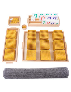 Juego de Perlas Doradas Montessori WodGod con Alfombra Suave