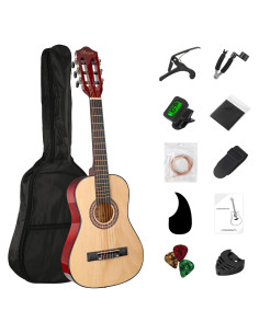 Guitarra Acústica de Madera 76.2 cm Natural con Estuche y Accesorios