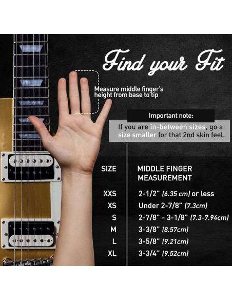 Guantes de Práctica Musical - Protectores de Dedos Medianos Negros