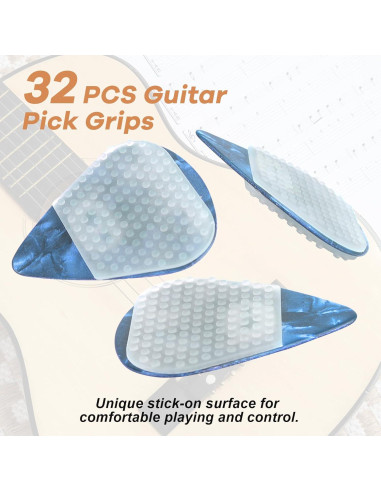 32 Empuñaduras de Silicona para Púa de Guitarra - Antideslizantes