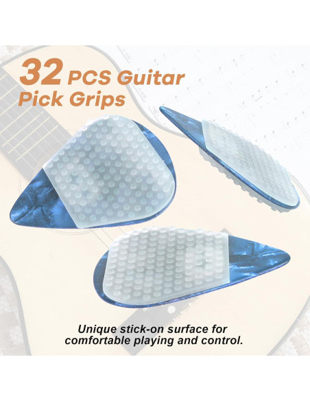 32 Empuñaduras de Silicona para Púa de Guitarra - Antideslizantes