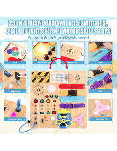 Tablero Ocupado Montessori 23 en 1 de Madera para Niños 1-3 Años 2