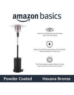 Calentador de Patio Propano Amazon Basics 46000 BTU Exterior 2