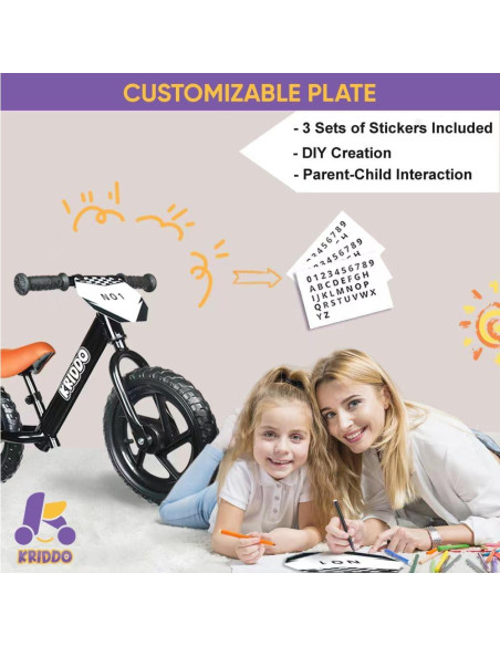 Bicicleta de Equilibrio KRIDDO para Niños 2-5 Años Negra