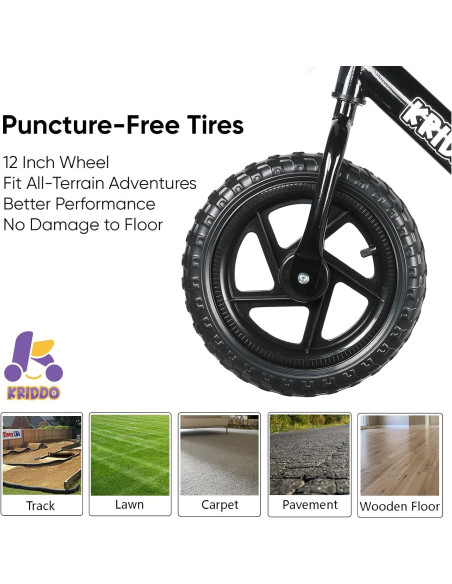 Bicicleta de Equilibrio KRIDDO para Niños 2-5 Años Negra