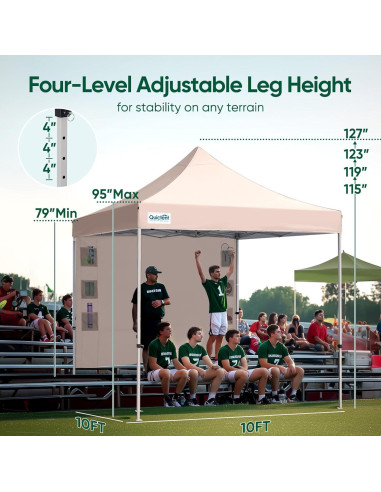 Carpa Plegable Quictent 10x10m Beige Impermeable con Pared Lateral