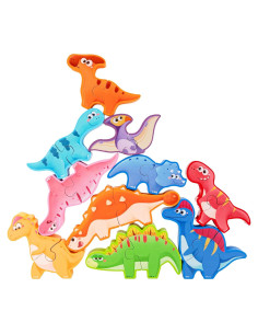 Juguete de Bloques Apilables de Madera YUNHE Dinosaurios