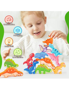 Juguete de Bloques Apilables de Madera YUNHE Dinosaurios 2