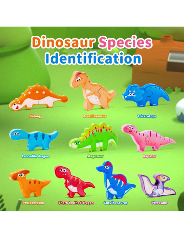 Juguete de Bloques Apilables de Madera YUNHE Dinosaurios