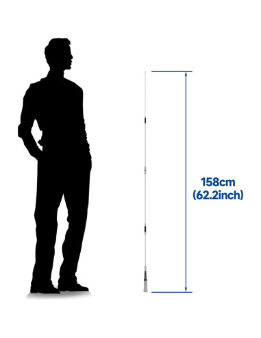 Antena de Radio Móvil Bingfu 1.58m Doble Banda VHF UHF 144/430MHz